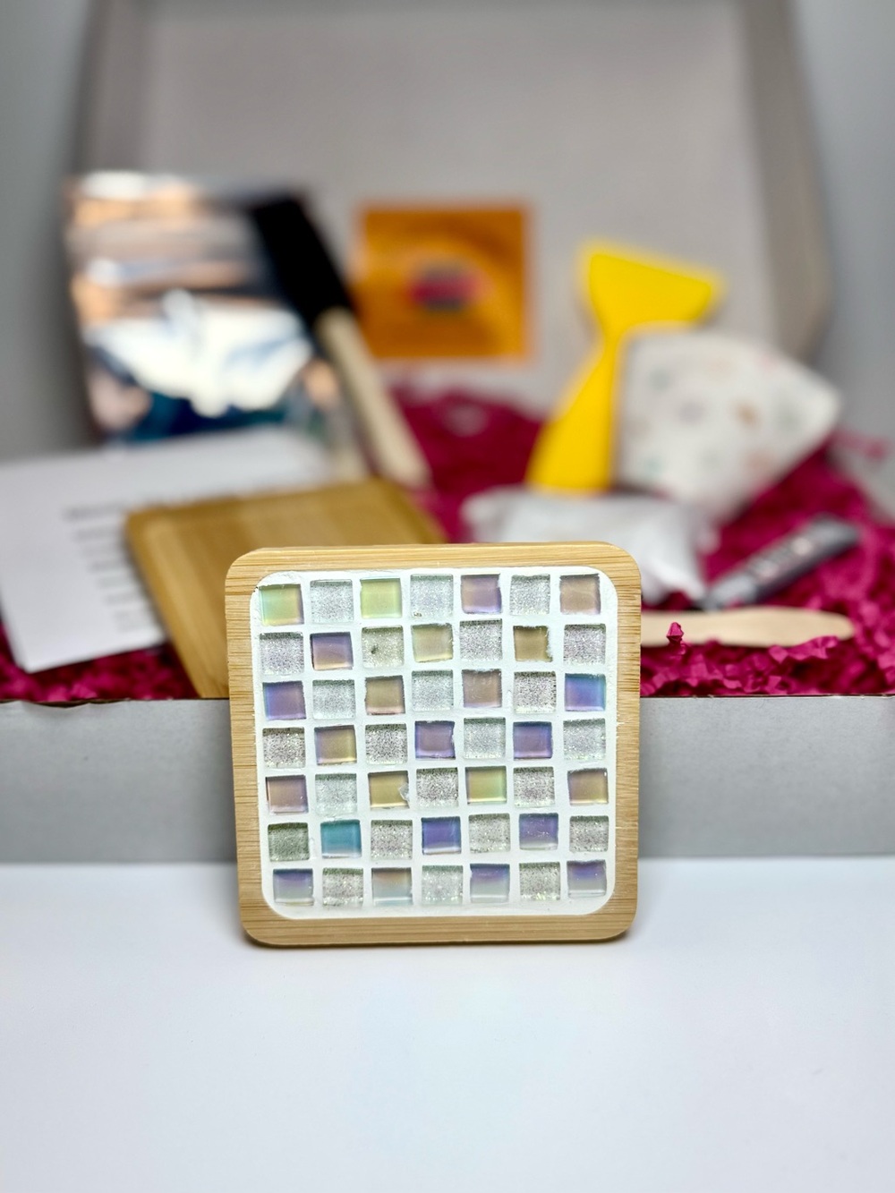DIY Mosaic Tile Coaster Making Kit- White